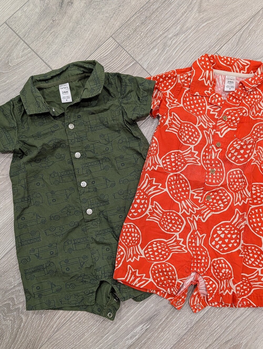 Carter's Romper Bundle Orange Pineapple And Green Cars